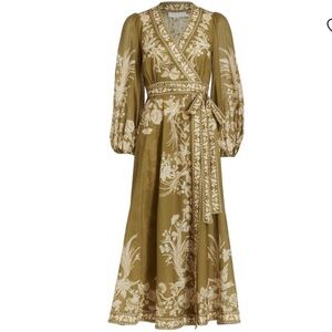 ZIMMERMANN Anneke Floral Cotton Wrap Midi-Dress size 1 (us6)
